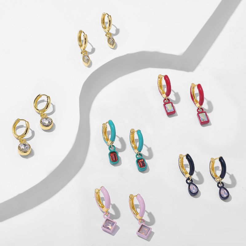 European And American Entry Lux Ins Style Geometric Water Drop Diamond Celi French Style Ear Clip Earrings For Women Fashion Best-seller