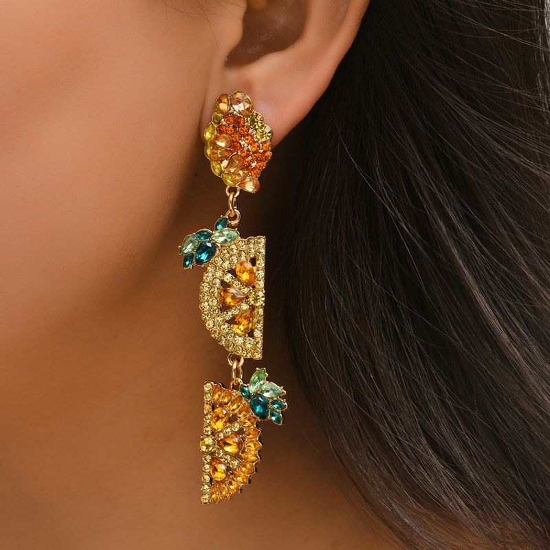 Nihaojewelry Fashion Gemstone Crystal Fruit Diamond Earrings Wholesale Jewelry