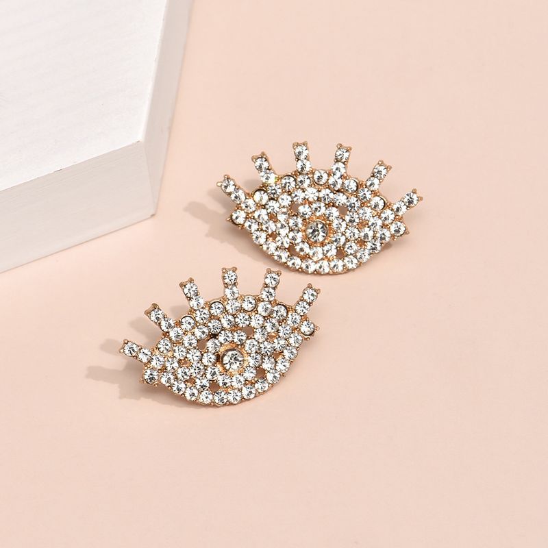 Nihaojewelry Fashion Full Diamond Eye Shape Earrings Wholesale Jewelry
