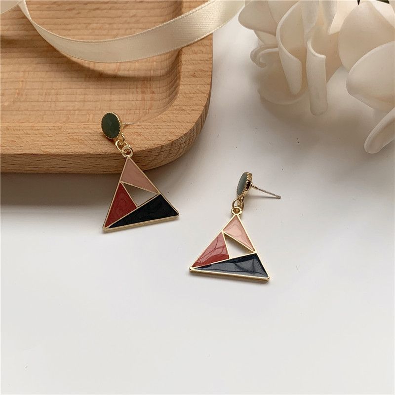 Nihaojewelry Korean Style Contrast Color Drop Oil Triangle Earrings Wholesale Jewelry