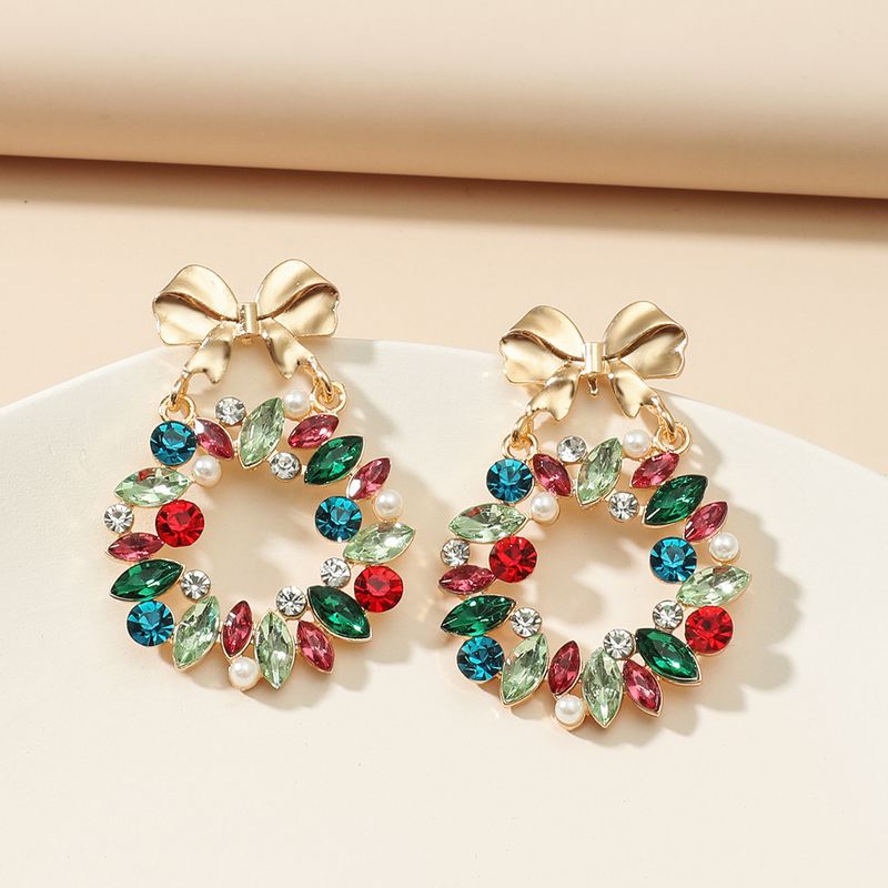 Nihaojewelry Fashion Bow Metal Diamond Decor Earrings Wholesale Jewelry