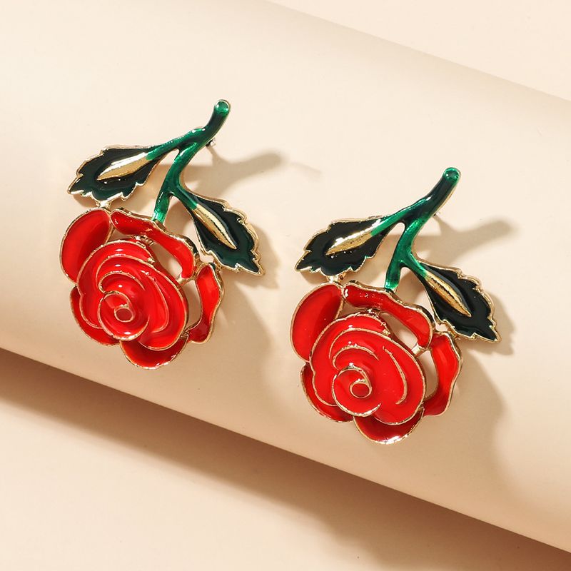Nihaojewelry Mode Mehrfarbige Rose Ohrringe Großhandel Schmuck