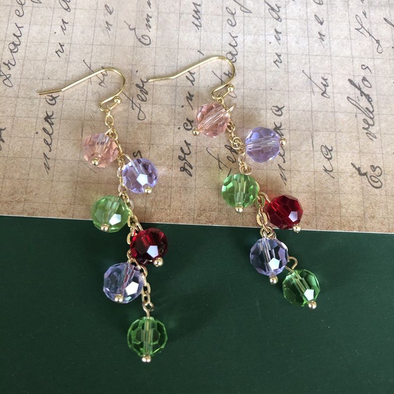 Vente En Gros Bijoux Perles De Verre Colorées Rétro Boucles D&#39;oreilles Nihaojewelry