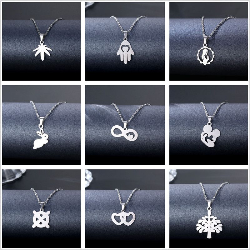 Wholesale Jewelry Simple Hollow Geometric Pendant Stainless Steel Necklace Nihaojewelry