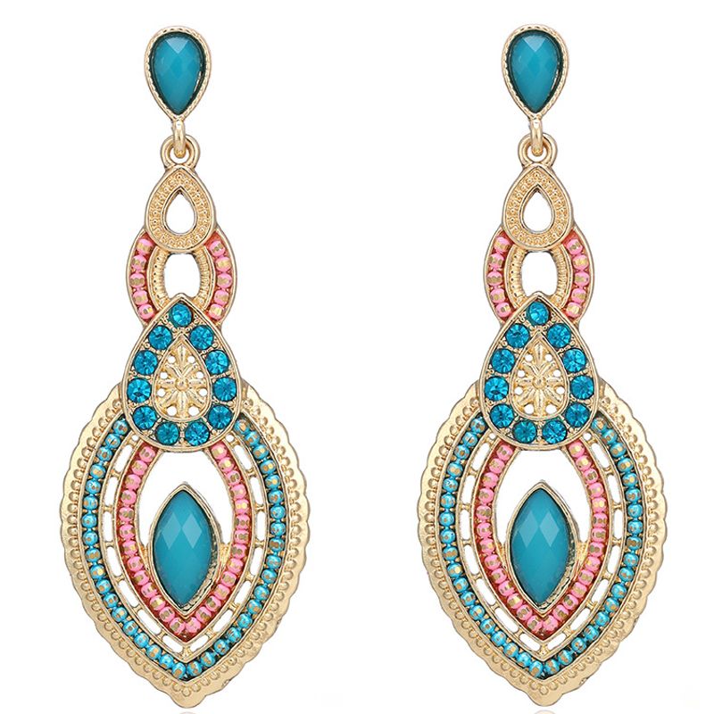 Nihaojewelry Bohemian Style Water Drop Shaped Rice Beads Acrylic Long Earrings Wholesale Jewelry
