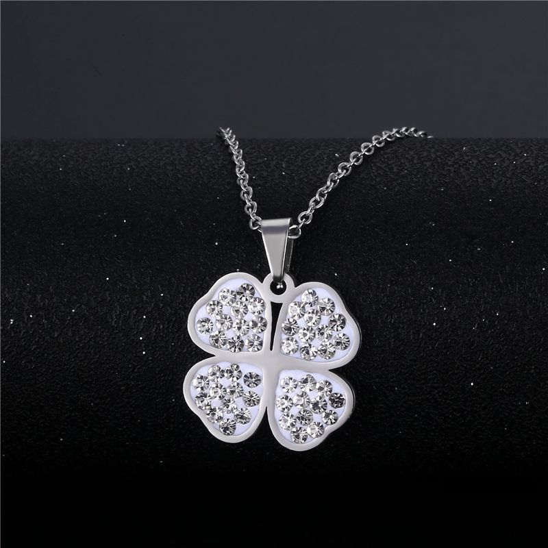 Wholesale Jewelry Simple Four-leaf Clover Pendant Stainless Steel Necklace Nihaojewelry