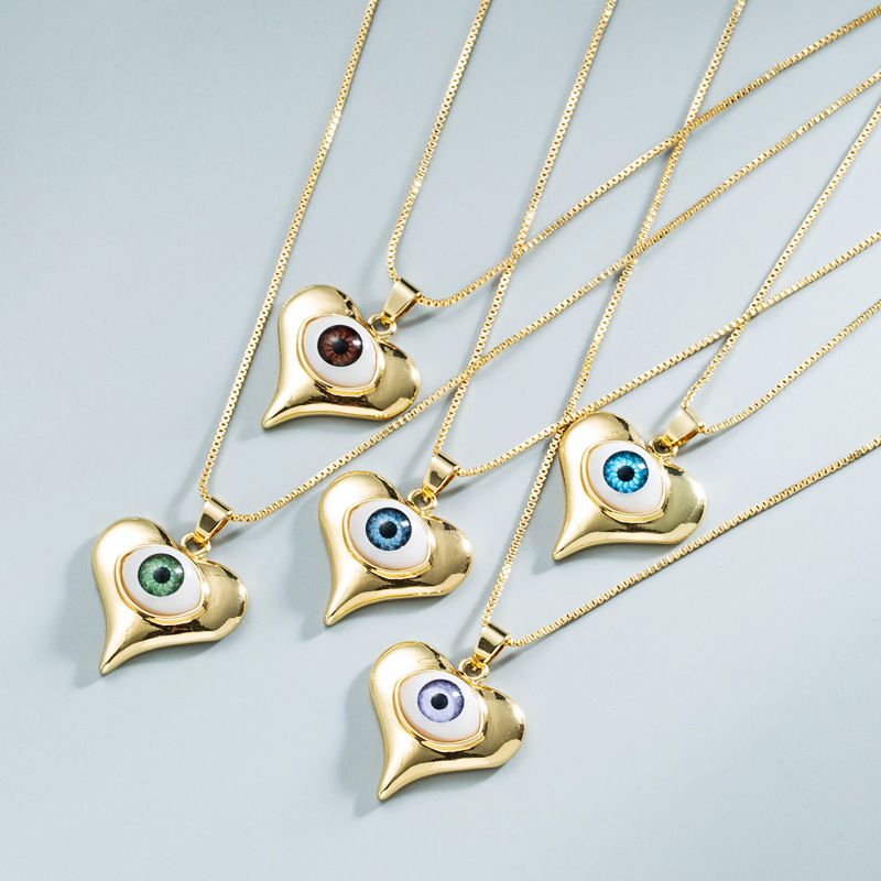 Wholesale Jewelry Demon Eye Copper Inlaid Zircon Necklace Nihaojewelry