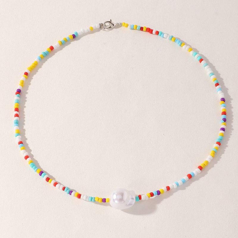 Großhandel Schmuck Farbe Reisperle Perlenanhänger Halskette Nihaojewelry