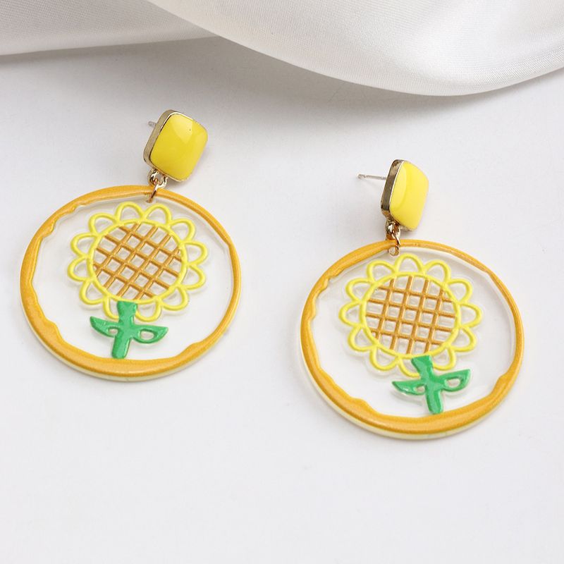 Nihaojewelry Süße Sonnenblume Geometrische Acryl Ohrringe Großhandel Schmuck