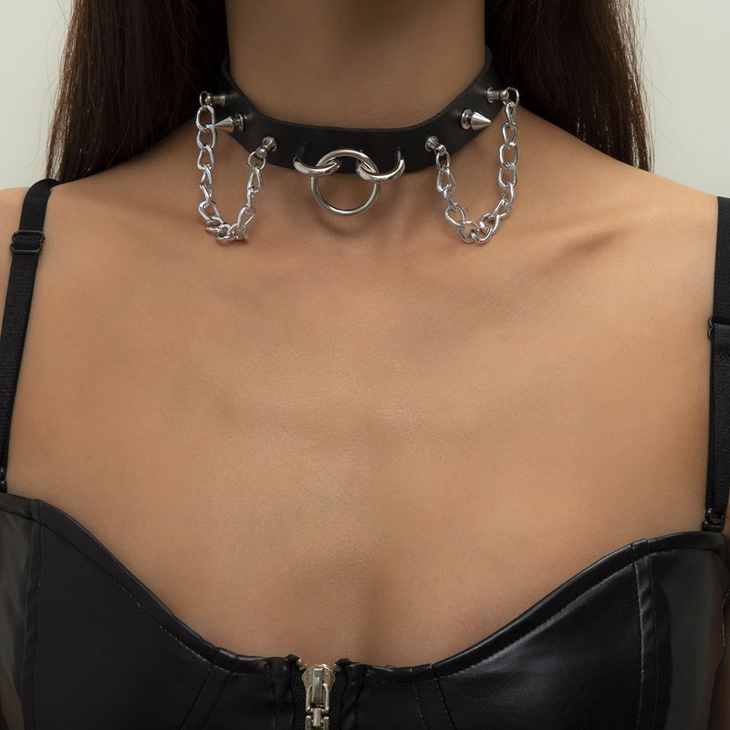 Wholesale Jewelry Fashion Black Silver Chain Tassel Necklace Nihaojewelry