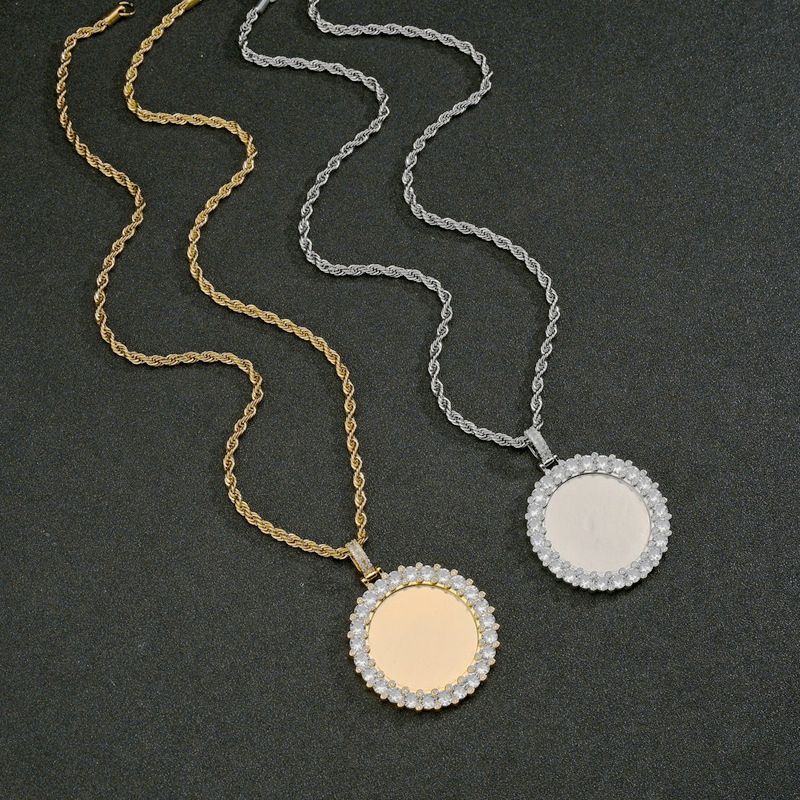 Wholesale Jewelrye Round Big Round Zircon Copper Pendant Necklace Nihaojewelry
