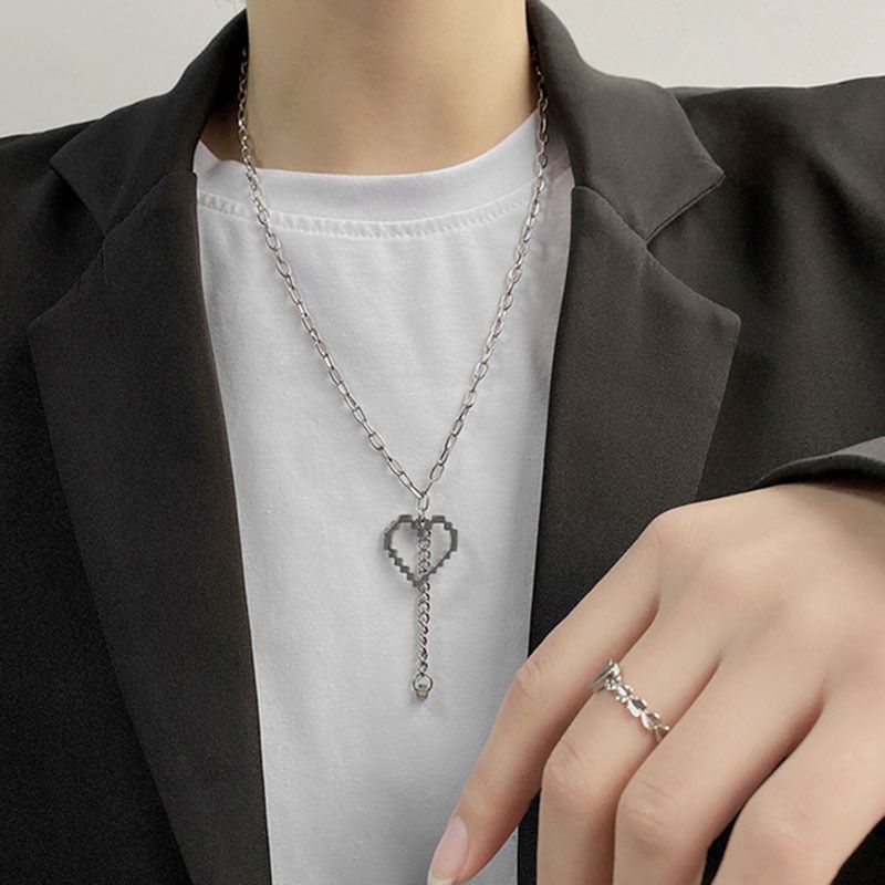 Wholesale Jewelry Mosaic Heart Titanium Steel Necklace Nihaojewelry