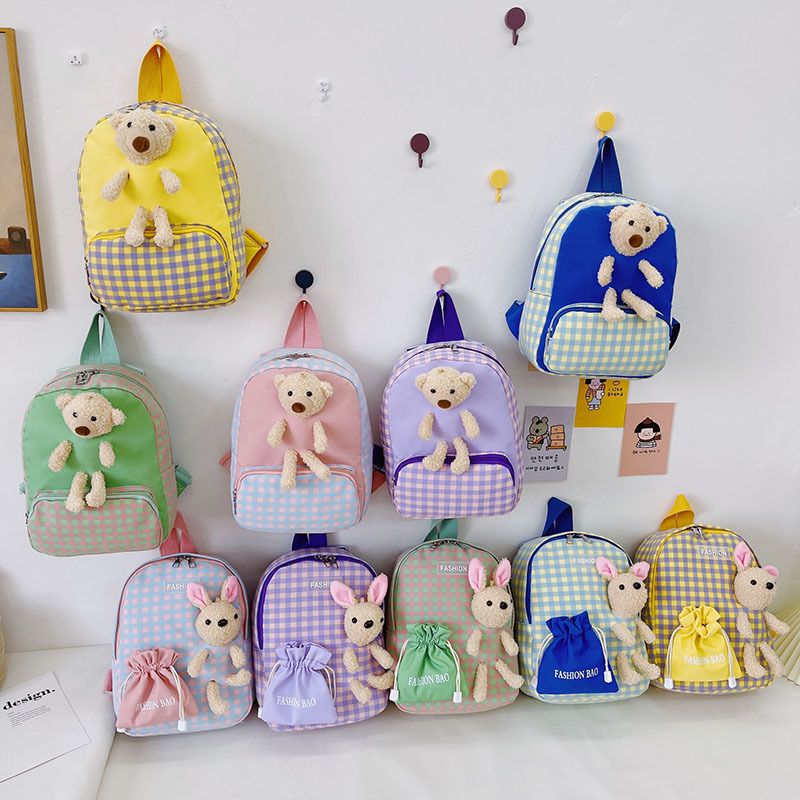Wholesale Children's Plaid Bunny Doll Backpack Nihaojewelry