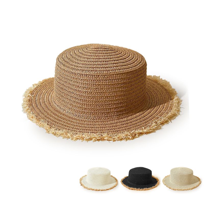 Vente En Gros Chapeau De Paille Simple Bord Brut De Couleur Pure Nihaojewelry