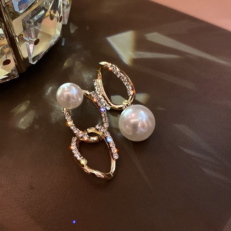 Pendientes De Diamantes De Perlas Asimétricas Geométricas De Joyería Al Por Mayor De Nihaojewelry