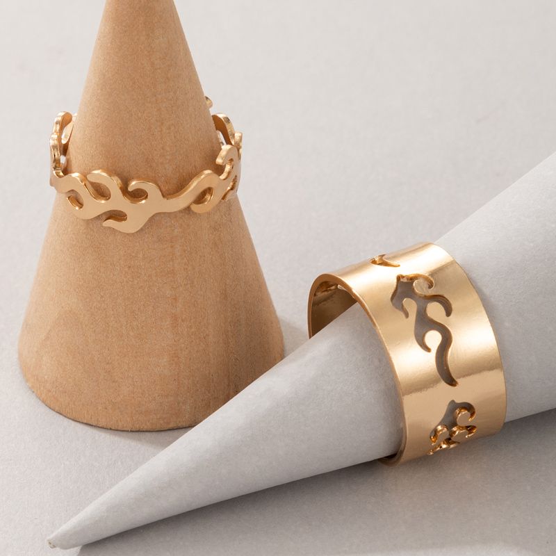 Wholesale Fashion Geometric Hollow Stitching Couple Ring Nihaojewelry