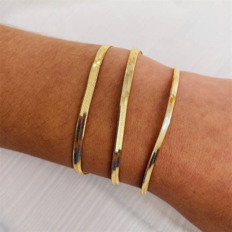 Mode Forme En U Acier Inoxydable Plaqué Or 14K Pas D'Incrustation Bracelets En Masse