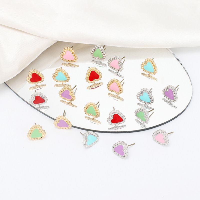 Wholesale Jewelry Color Heart Dripping Earrings Nihaojewelry
