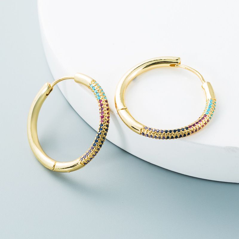 Wholesale Jewelry Geometric Round Copper Zircon Simple Earrings Nihaojewelry