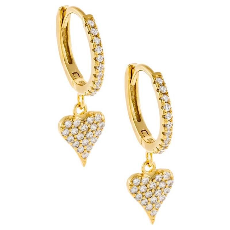 مجوهرات للبيع بالجملة من الماس بالكامل على شكل قلب أقراط طويلة على شكل قلب قلادة Nihaojewelry