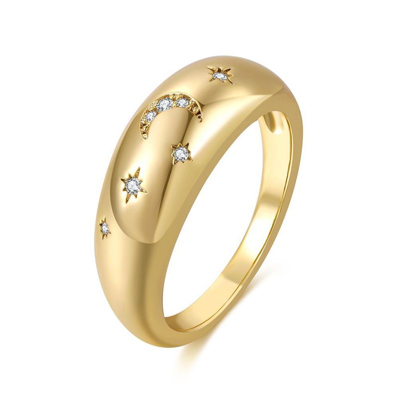 Wholesale Jewelry Star And Moon Micro-inlaid Zircon Copper Ring Nihaojewelry