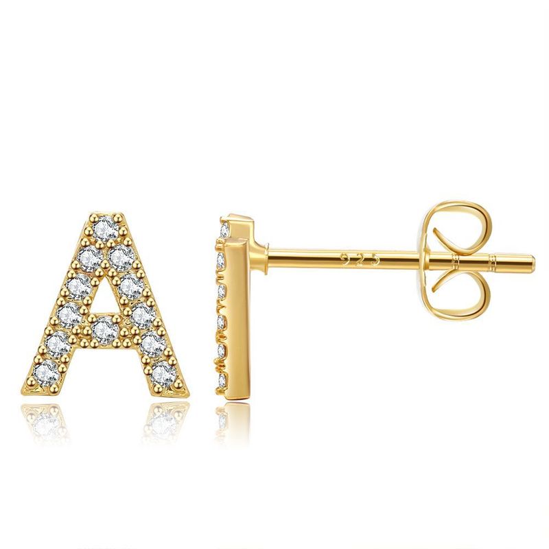 Wholesale Jewelry Letter Copper Inlaid Zircon Stud Earrings Nihaojewelry