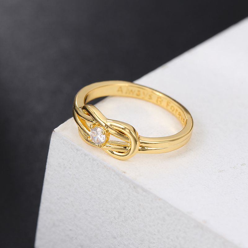 Wholesale Jewelry Simple Geometric Zircon Copper Ring Nihaojewelry