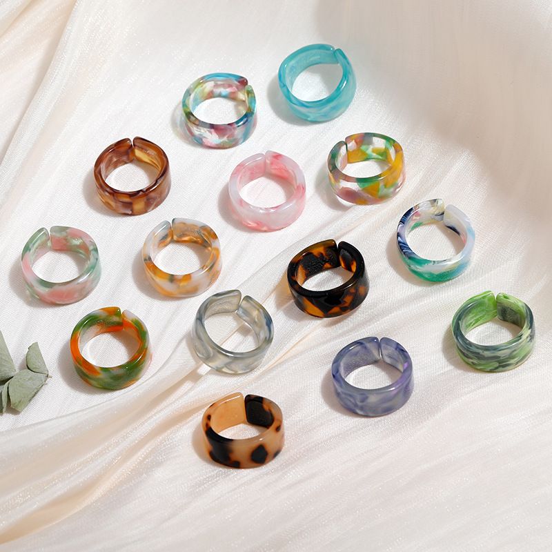 Wholesale Jewelry Retro Smudge Color Acrylic Geometric Ring Nihaojewelry