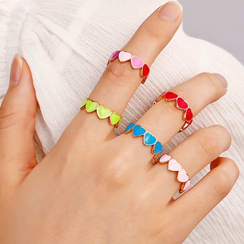 Wholesale Jewelry Candy Color Heart Ring Nihaojewelry