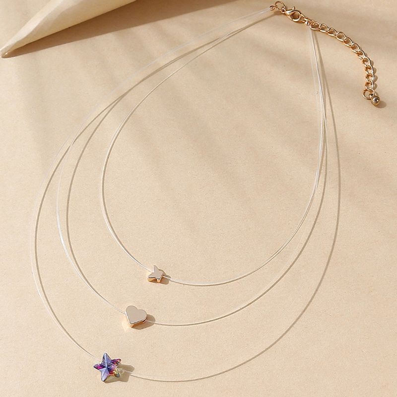 الجملة مجوهرات الزجاج نجمة فراشة القلب قلادة متعددة الطبقات قلادة Nihaojewelry