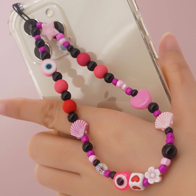 Wholesale Accessories Acrylic Black Round Eye Shell Shape Beaded Mobile Phone Chain Nihaojewelry