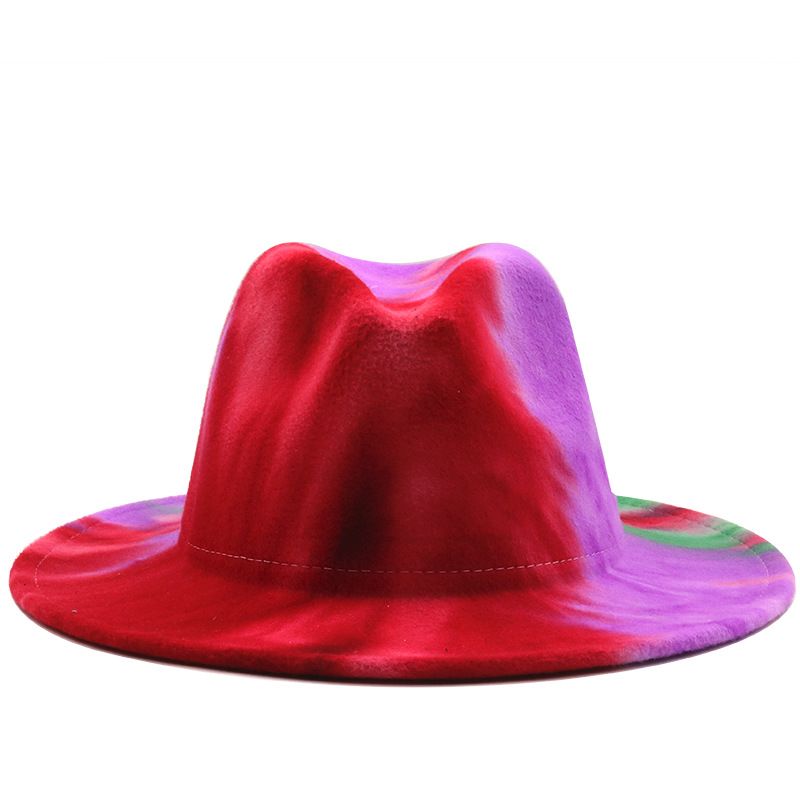 Wholesale Accessories Tie-dye Big Brim Woolen Jazz Top Hat Nihaojewelry
