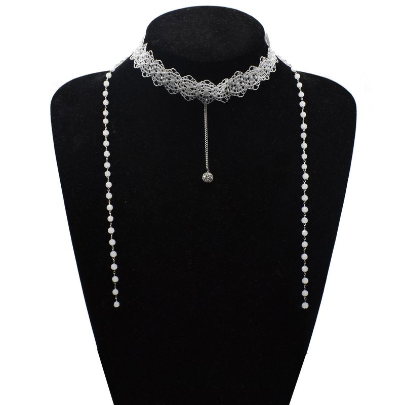 Wholesale Jewelry Lace Tassel Diamond Ball Pendant Choker Nihaojewelry