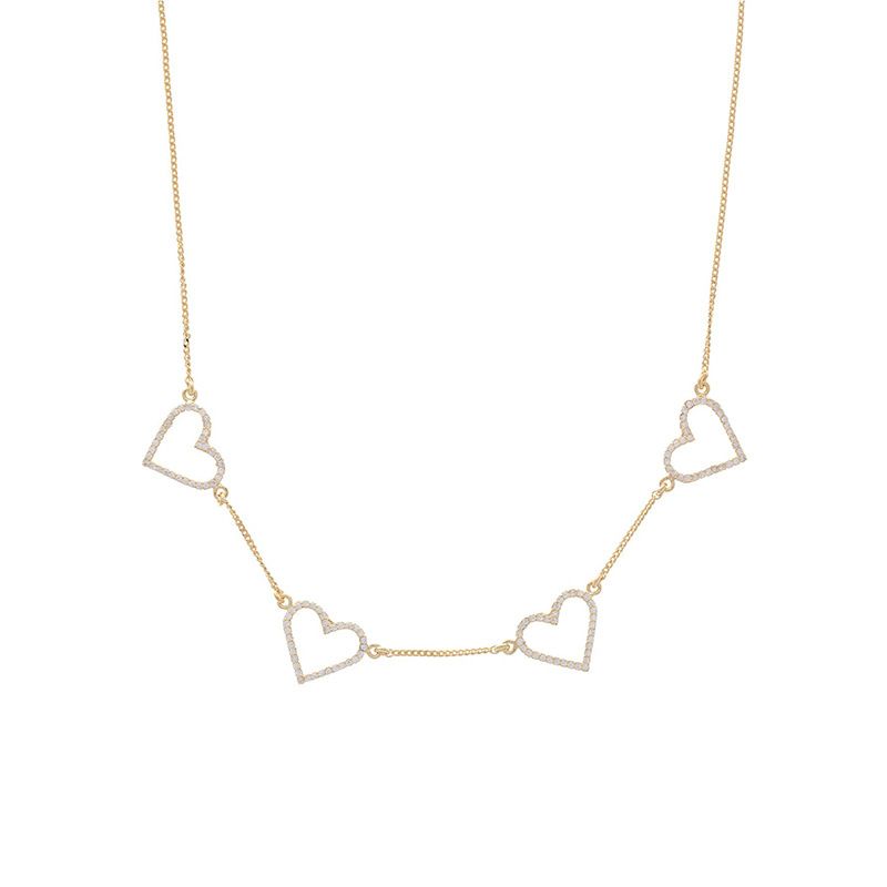 Wholesale Jewelry Hollow Heart-shaped Inlaid Zircon Pendant Necklace Nihaojewelry