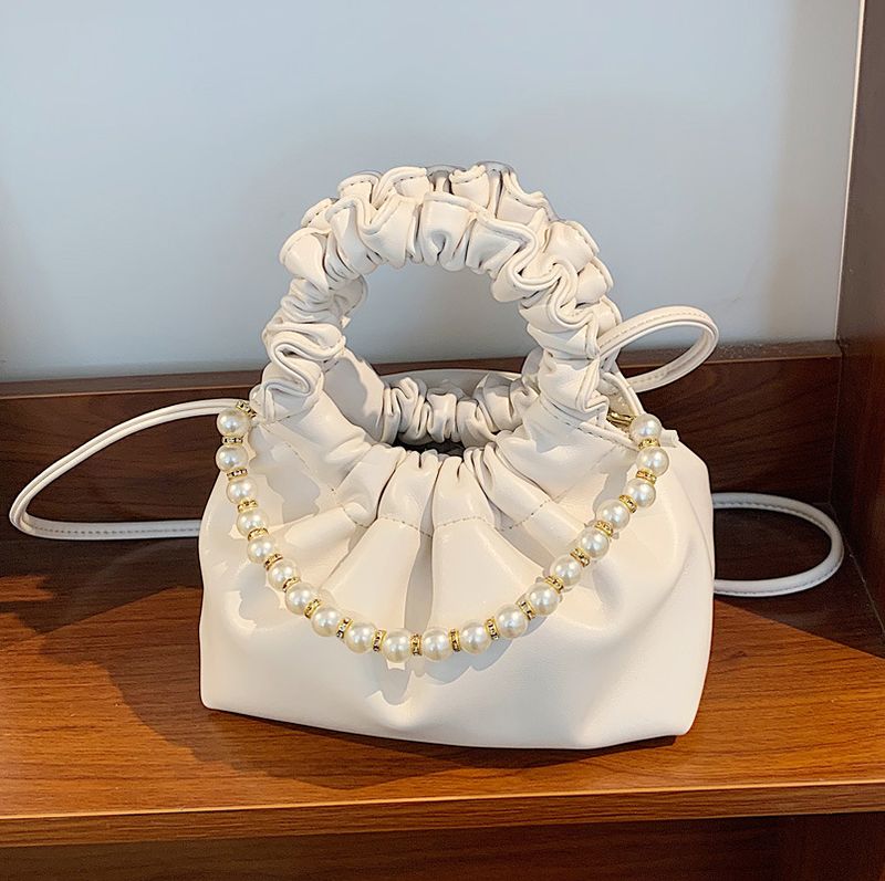 Wholesale Solid Color Pearl Cloud Bucket Fold Bag Nihaojewelry