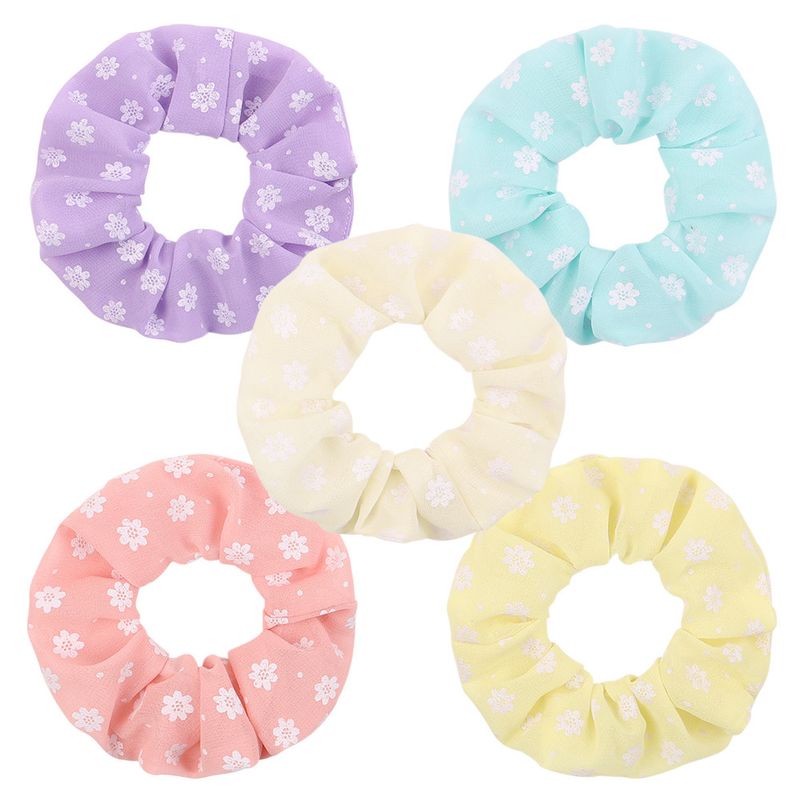 Wholesale Jewelry Candy Color Chiffon Floral Hair Scrunchies Set Nihaojewelry