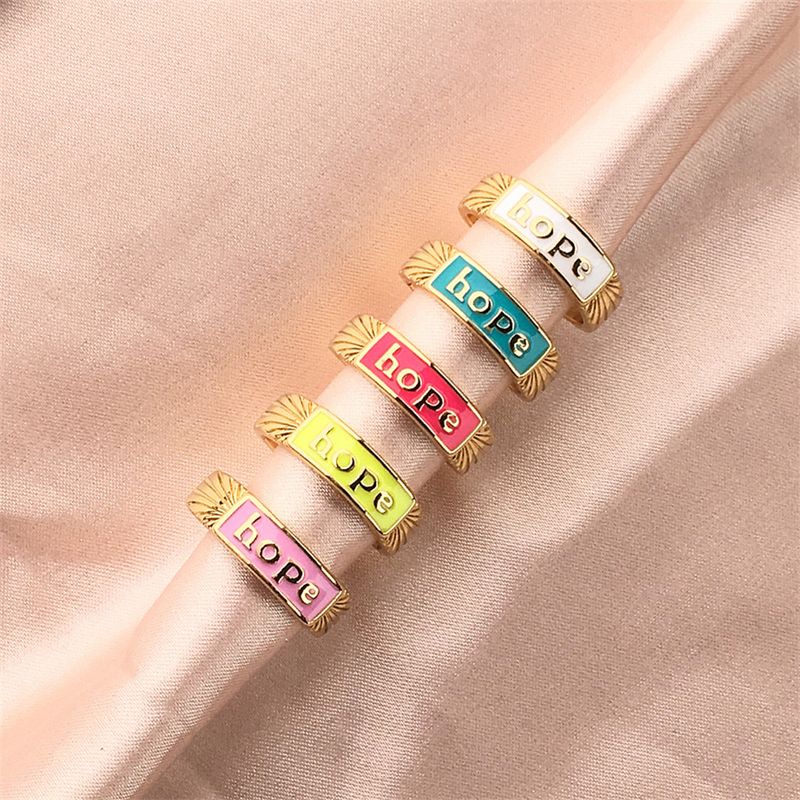 Nihaojewelry Wholesale Jewelry Creative Drip Enamel Letter Copper Gold-plated Ring