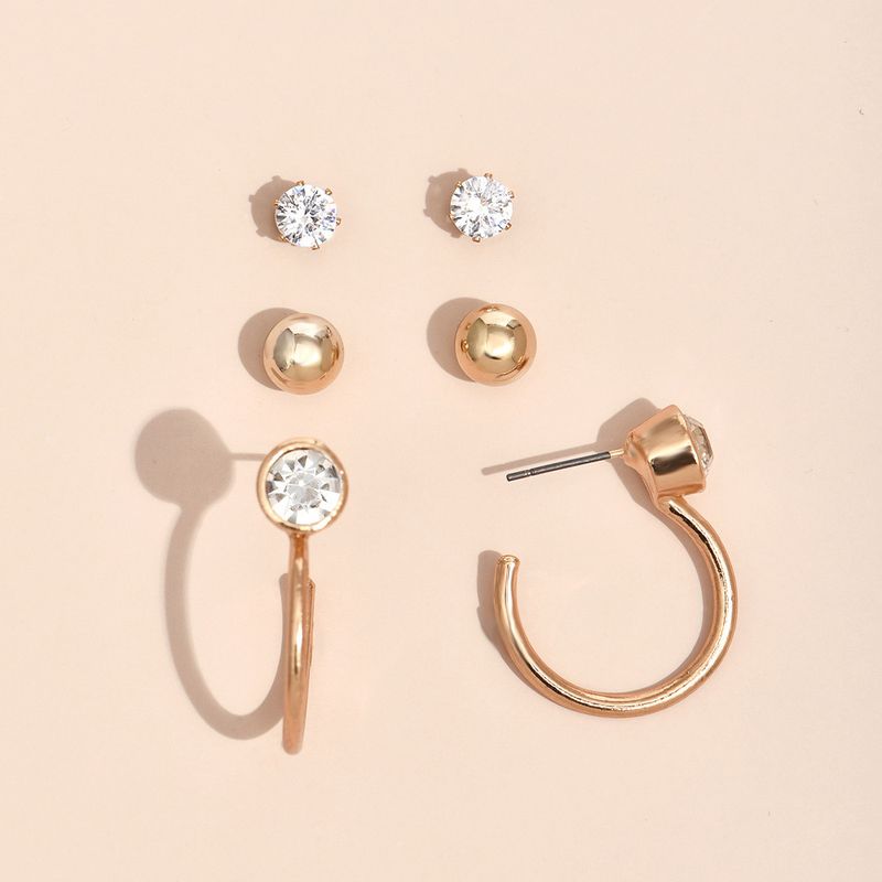 Vente En Gros Bijoux Diamants Simples Boucles D&#39;oreilles Diamant Rond Nihaojewelry