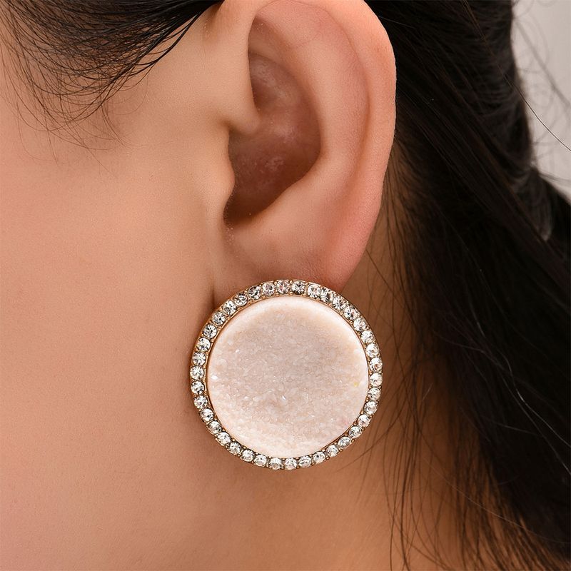Wholesale Jewelry Frosted Button Round Diamond Earrings Nihaojewelry