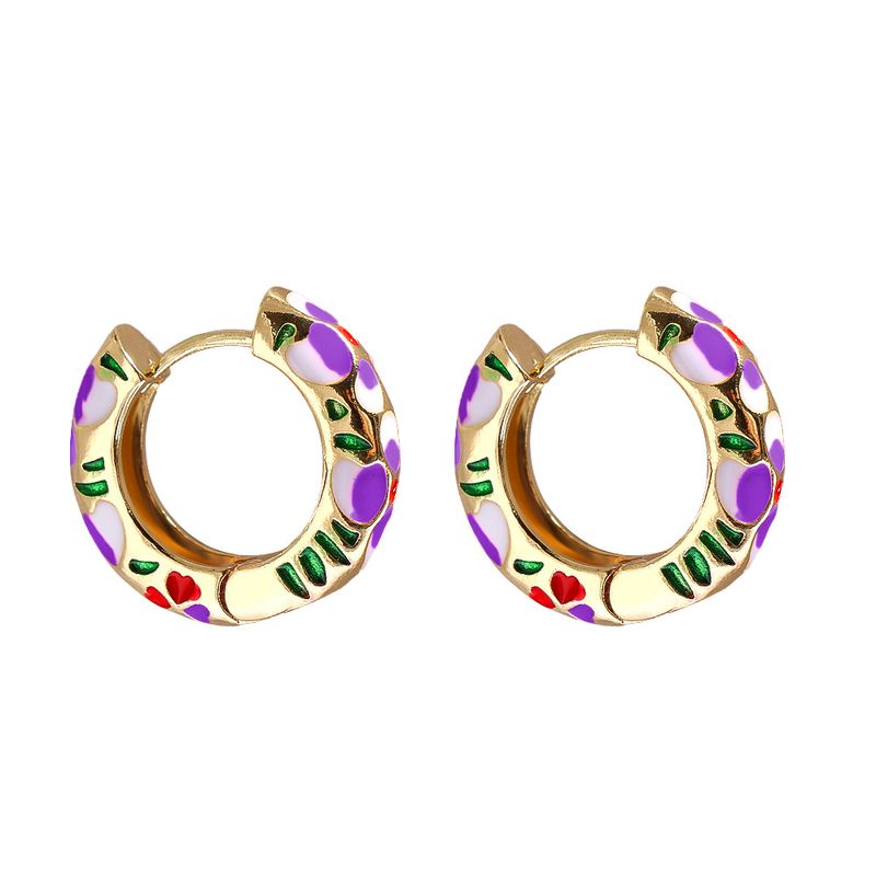 Vente En Gros Bijoux Motif Coeur Géométrique Boucles D&#39;oreilles Plaquées Or Cuivre Multicolore Nihaojewelry