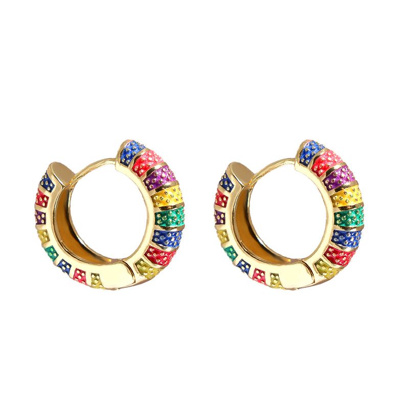 Wholesale Jewelry Geometric Stripe Pattern Multicolor Copper Earrings Nihaojewelry