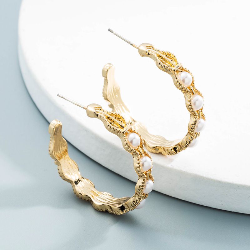 Wholesale Jewelry Simple Geometric Pearl Flower Earrings Nihaojewelry