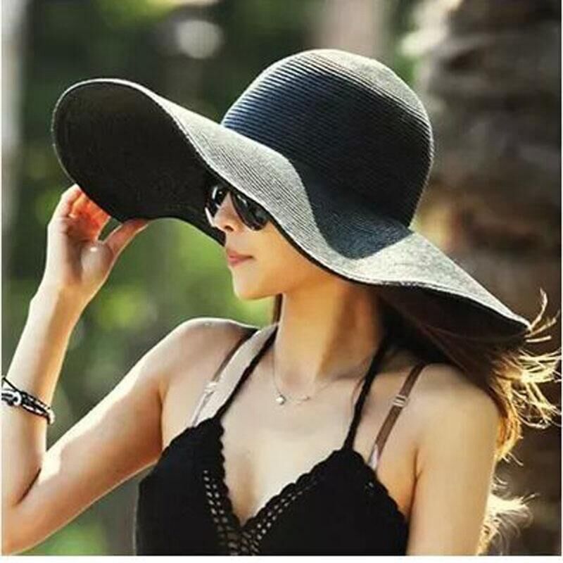 Nihaojewelry الأزياء بلون كبيرة الحواف قبعة من القش الجملة