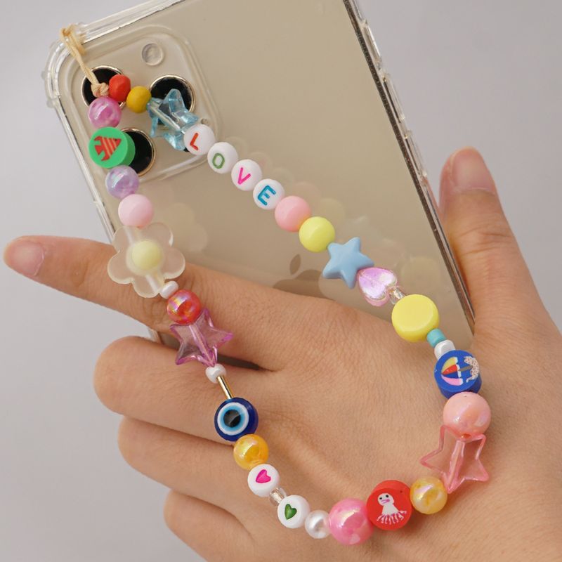 Vente En Gros Bijoux Acrylique Couleur Mélangée Love Lanière De Téléphone Portable Nihaojewelry