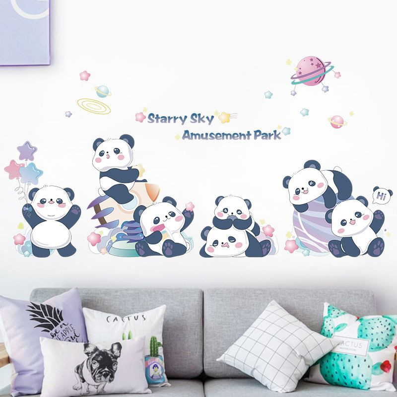Nihaojewelry Wholesale Simple Cute Cartoon Pandas Bedroom Entrance Wall Stickers