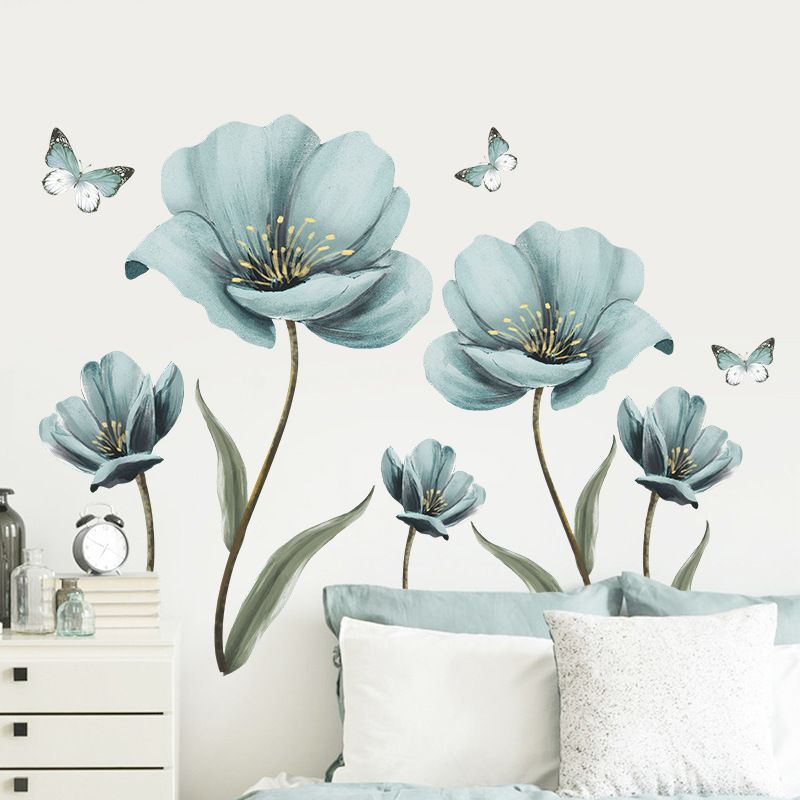 Nihaojewelry Wholesale Fashion Blue Painted Flowers Bedroom Porch Wall Stickers