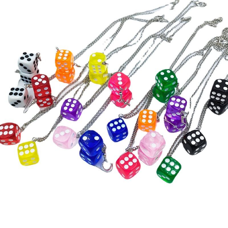 Nihaojewelry Wholesale Fashion Metal Chain Dice Pendant Earrings Necklace Set