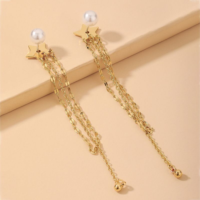 Nihaojewelry Wholesale Jewelry Fashion Pearl Star Tassel Long Earrings
