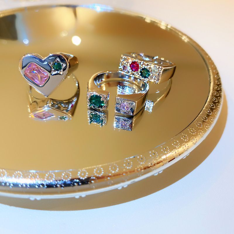 Nihaojewelry Wholesale Jewelry Fashion Heart Copper Inlaid Zircon Ring
