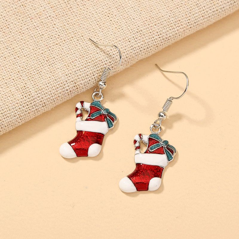 Nihaojewelry Wholesale Jewelry Fashion Bow Christmas Stockings Copper Ear Hook